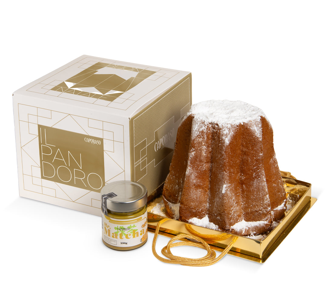 Box di Natale con Pandoro e Crema Spalmabile al Tè Matcha e Nocciole