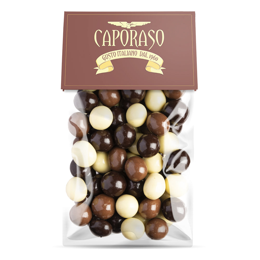 Nocciole 100% Italia ricoperte al cioccolato fondente, al latte e bianco